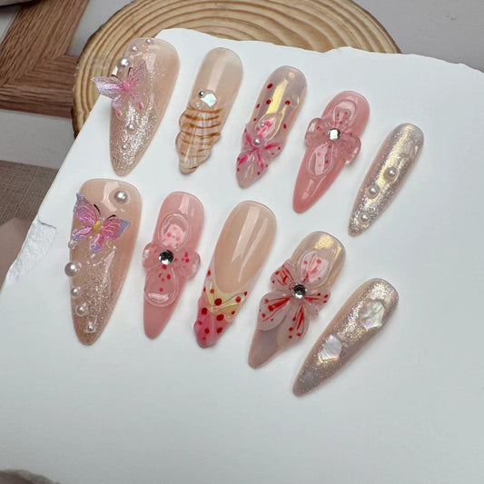 3D Nails/custom press on nails/party press on nails/Flakes for nails/wedding nails gift/Japanese nails/Long nails/Almond nails