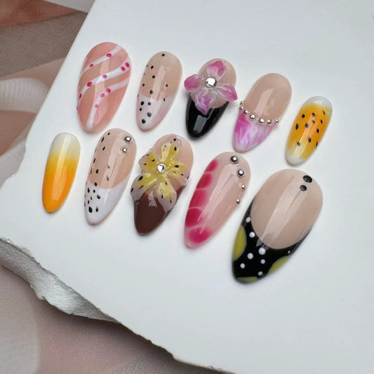 3D Nails/custom press on nails/party press on nails/Flakes for nails/wedding nails gift/Japanese nails/Long nails/Almond nails
