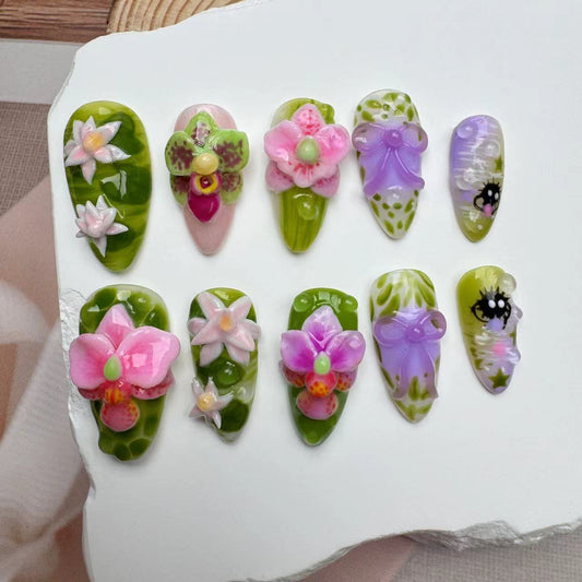 3D Nails/custom press on nails/party press on nails/Flakes for nails/wedding nails gift/Japanese nails/Long nails/Almond nails