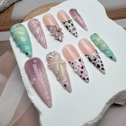 3D Nails/custom press on nails/party press on nails/Flakes for nails/wedding nails gift/Japanese nails/Long nails/Almond nails