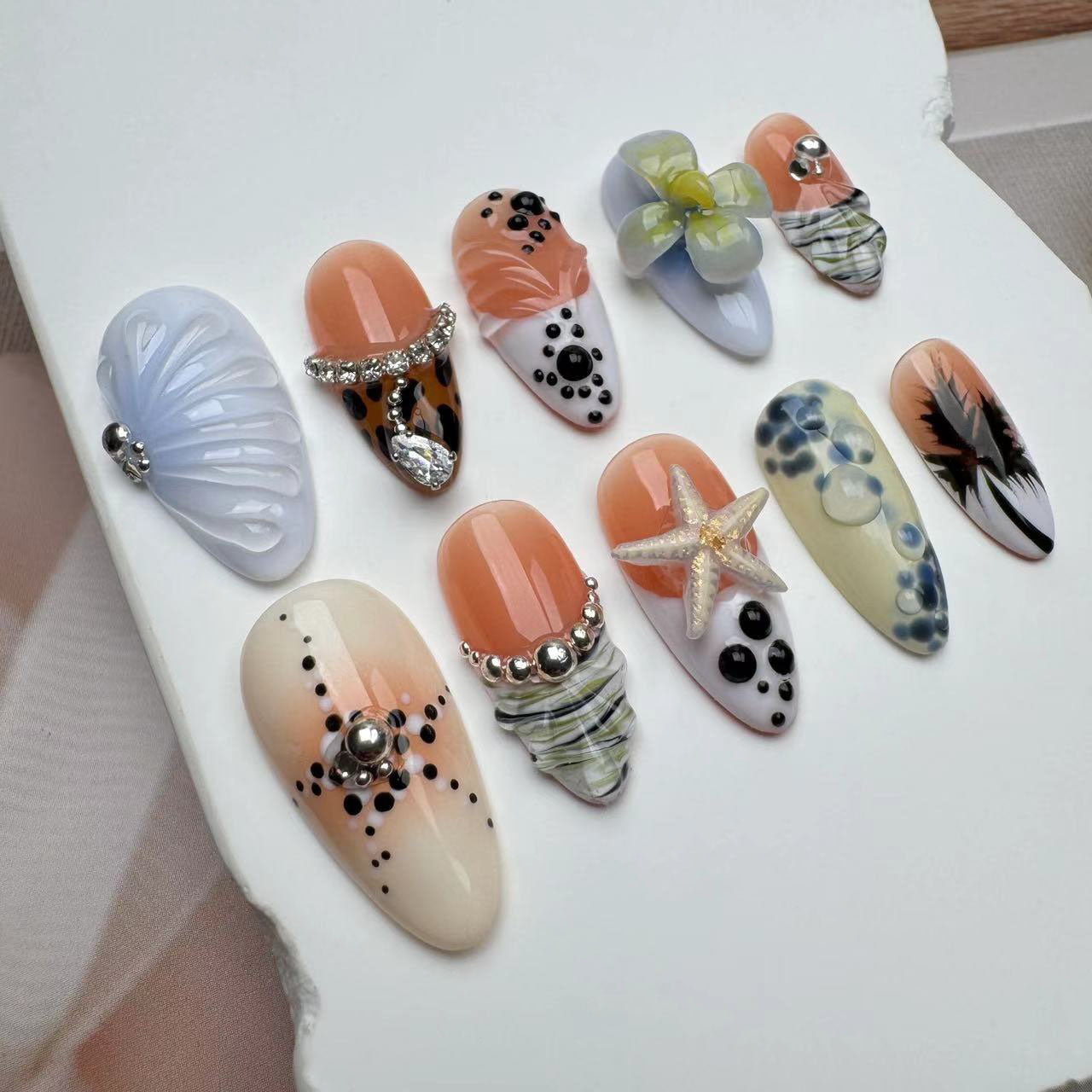 3D Nails/custom press on nails/party press on nails/Flakes for nails/wedding nails gift/Japanese nails/Long nails/Almond nails 4