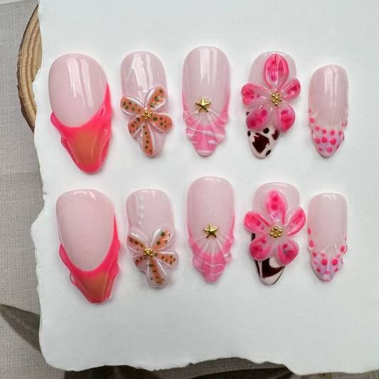 3D Nails/custom press on nails/party press on nails/Flakes for nails/wedding nails gift/Japanese nails/Long nails/Almond nails