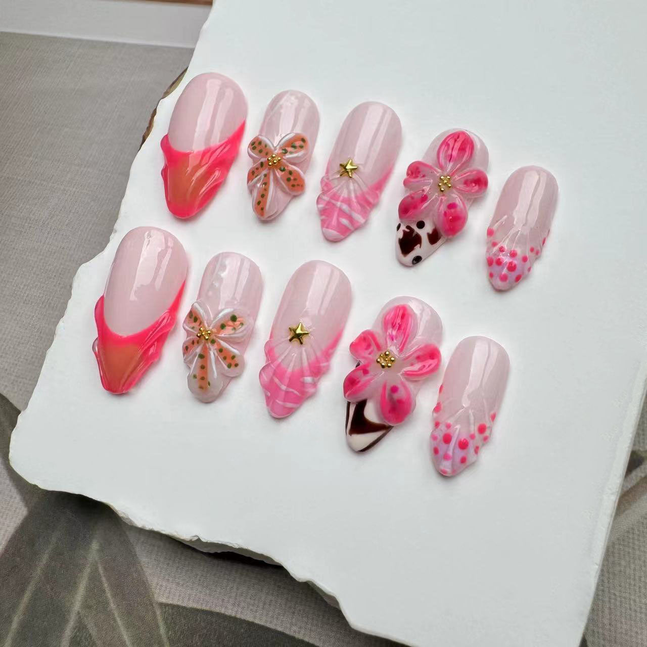 3D Nails/custom press on nails/party press on nails/Flakes for nails/wedding nails gift/Japanese nails/Long nails/Almond nails