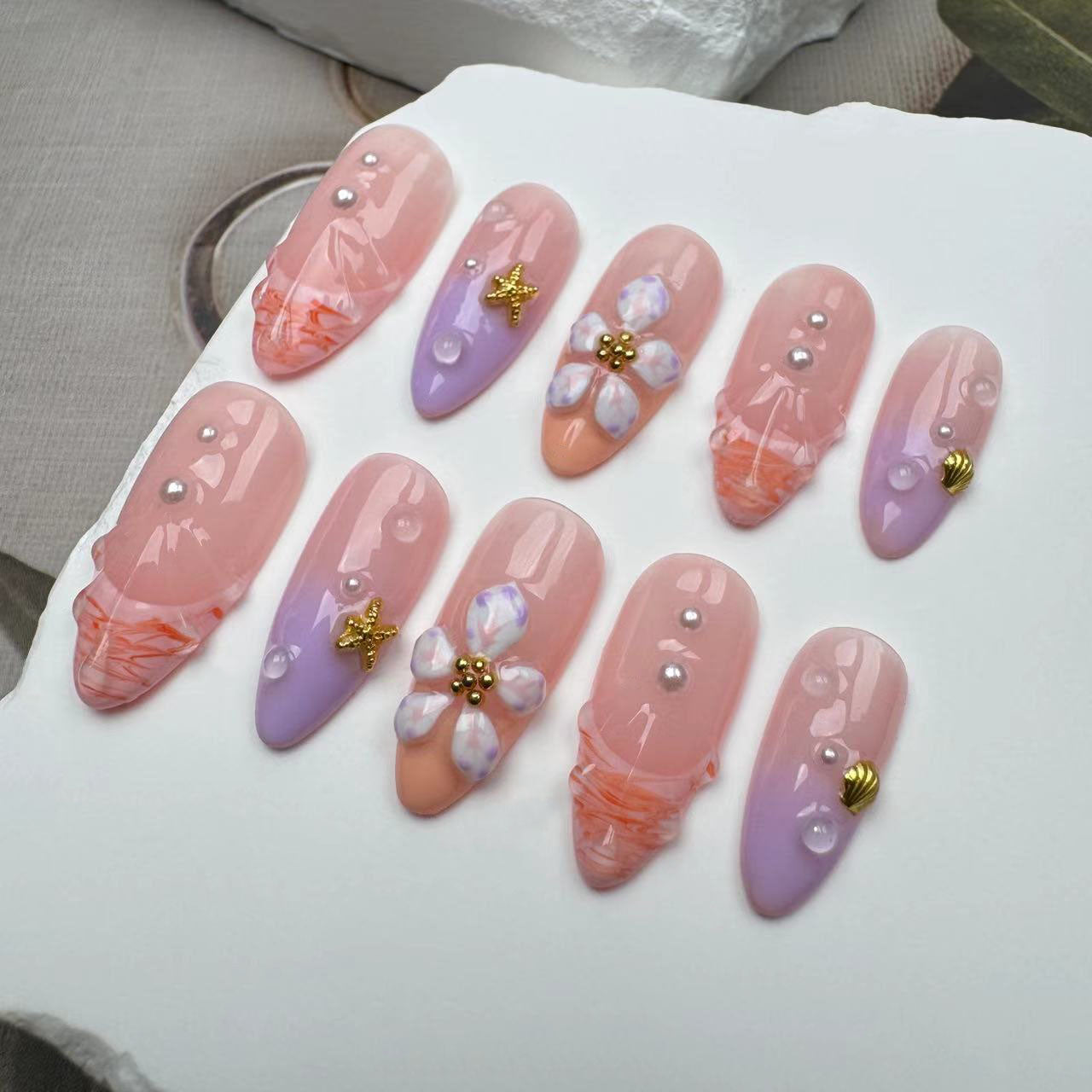 3D Nails/custom press on nails/party press on nails/Flakes for nails/wedding nails gift/Japanese nails/Long nails/Almond nails
