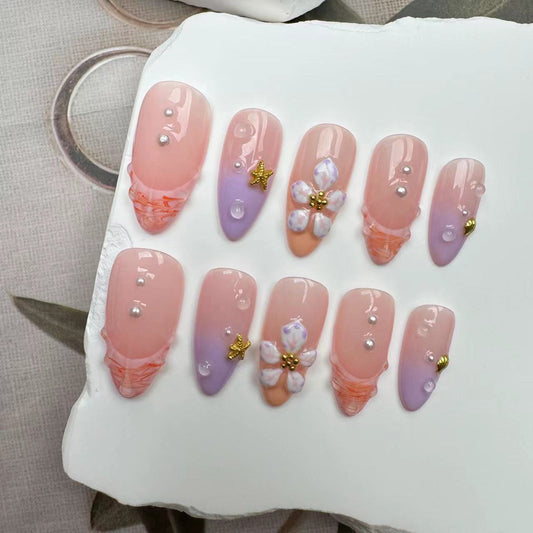 3D Nails/custom press on nails/party press on nails/Flakes for nails/wedding nails gift/Japanese nails/Long nails/Almond nails