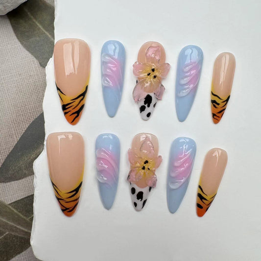 3D Nails/custom press on nails/party press on nails/Flakes for nails/wedding nails gift/Japanese nails/Long nails/Almond nails