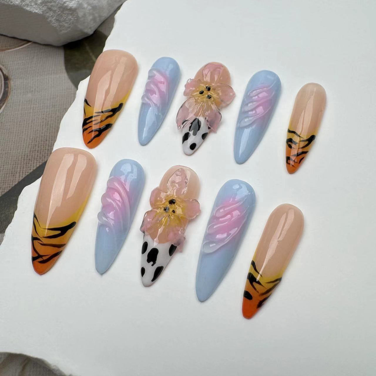 3D Nails/custom press on nails/party press on nails/Flakes for nails/wedding nails gift/Japanese nails/Long nails/Almond nails