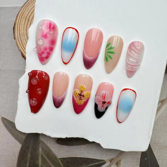 3D Nails/custom press on nails/party press on nails/Flakes for nails/wedding nails gift/Japanese nails/Long nails/Almond nails