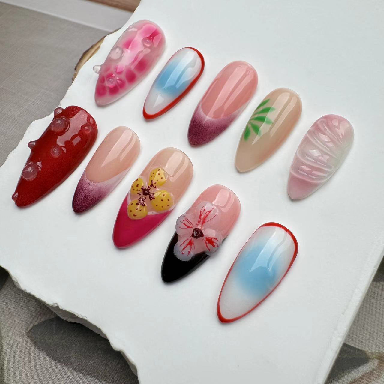 3D Nails/custom press on nails/party press on nails/Flakes for nails/wedding nails gift/Japanese nails/Long nails/Almond nails