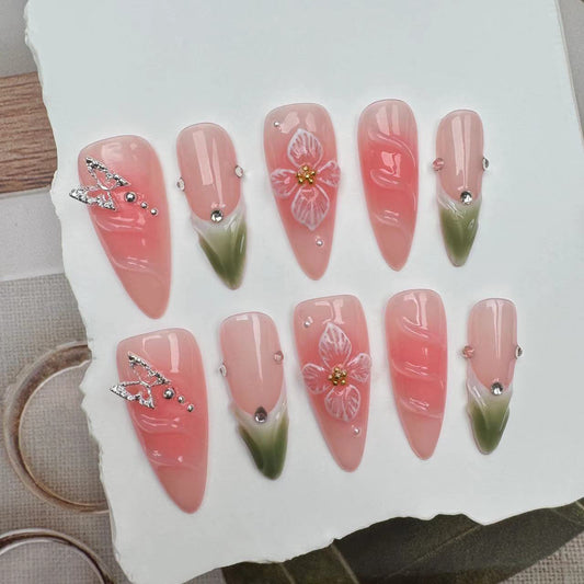 3D Nails/custom press on nails/party press on nails/Flakes for nails/wedding nails gift/Japanese nails/Long nails/Almond nails
