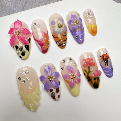 3D Nails/custom press on nails/party press on nails/Flakes for nails/wedding nails gift/Japanese nails/Long nails/Almond nails