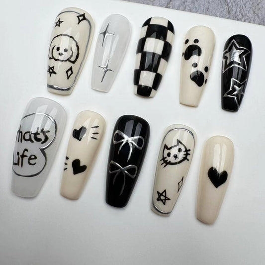 Handmade Nails/custom press on nails/party press on nails/Flakes for nails/wedding nails gift/Japanese nails/Long nails/Almond nails