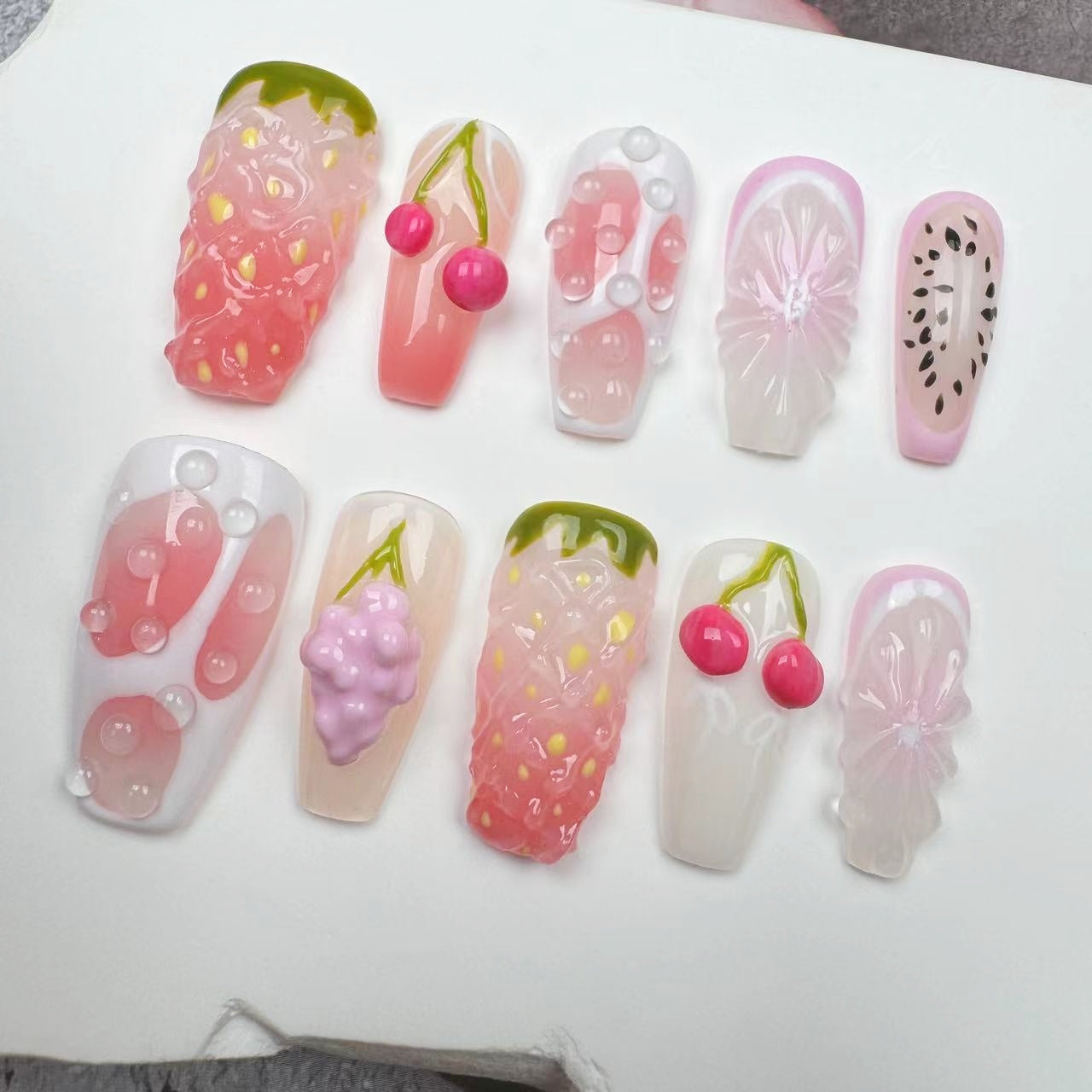 3D Nails/custom press on nails/party press on nails/Flakes for nails/wedding nails gift/Japanese nails/Long nails/Almond nails