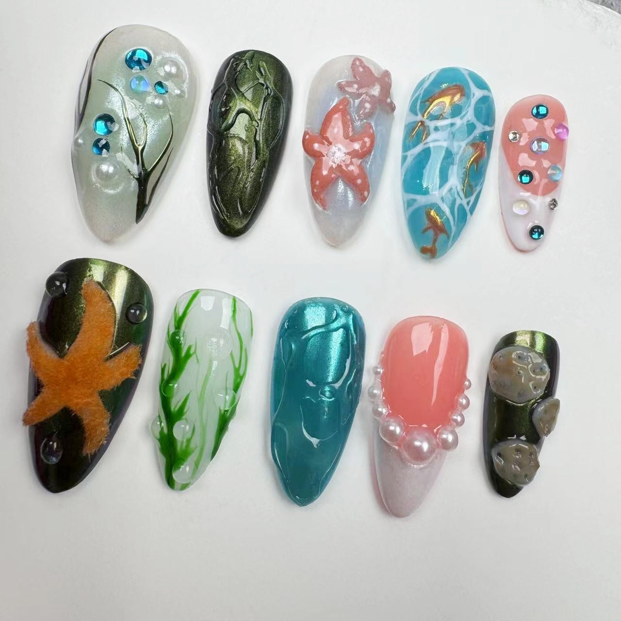 3D Nails/custom press on nails/party press on nails/Flakes for nails/wedding nails gift/Japanese nails/Long nails/Almond nails