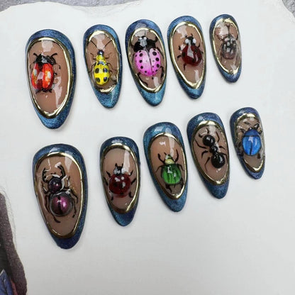 3D Nails/custom press on nails/party press on nails/Flakes for nails/wedding nails gift/Japanese nails/Long nails/Almond nails