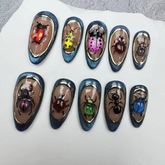 3D Nails/custom press on nails/party press on nails/Flakes for nails/wedding nails gift/Japanese nails/Long nails/Almond nails