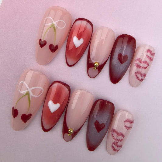 3D nature Nails/custom press on nails/party press on nails/Flakes for nails/special nails gift/pink/nail art/Almond nails