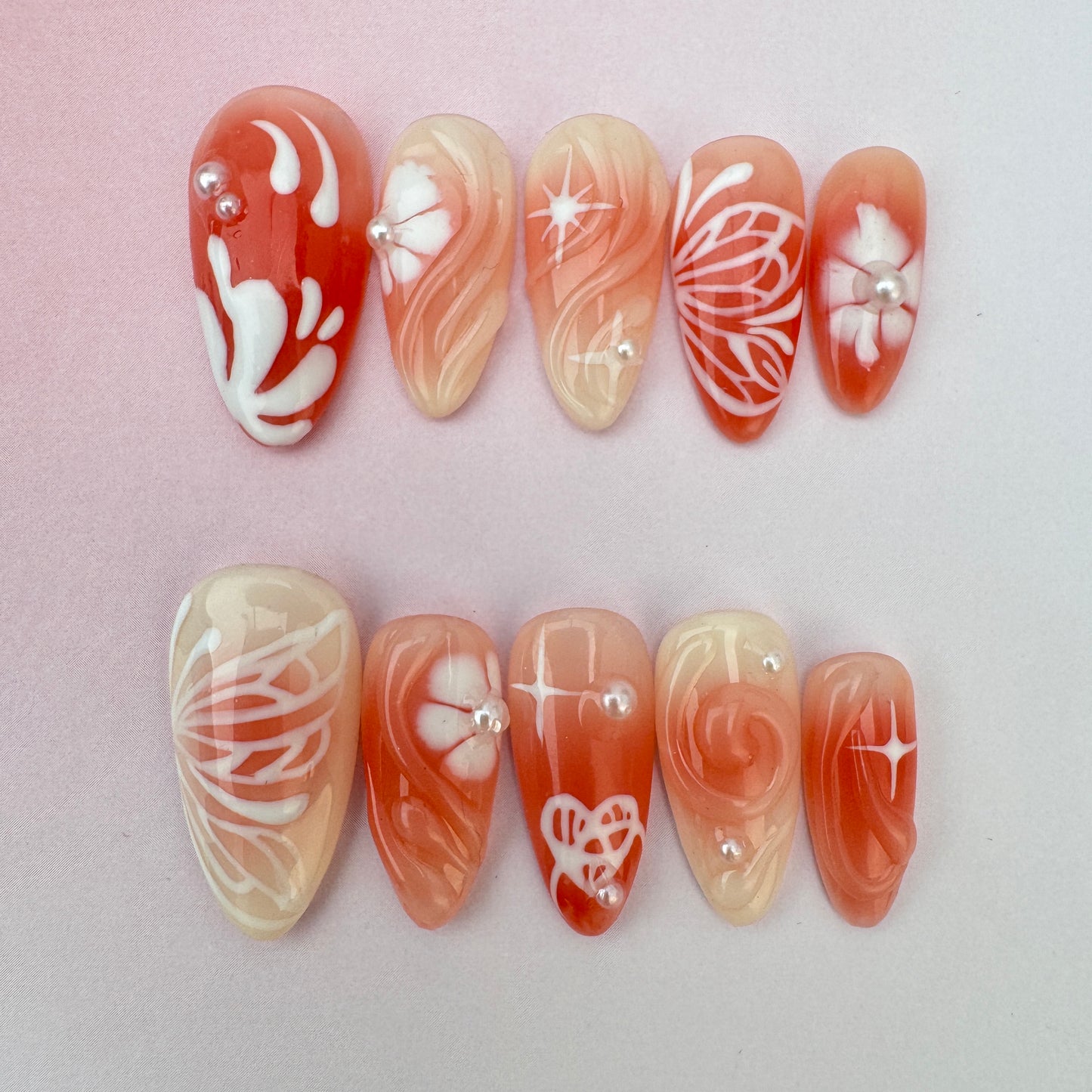 3D cute Nails/custom press on nails/party press on nails/Flakes for nails/festival nails gift/korea nails/Long nails/short nails/Almond nails