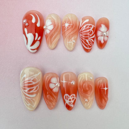 3D cute Nails/custom press on nails/party press on nails/Flakes for nails/festival nails gift/korea nails/Long nails/short nails/Almond nails