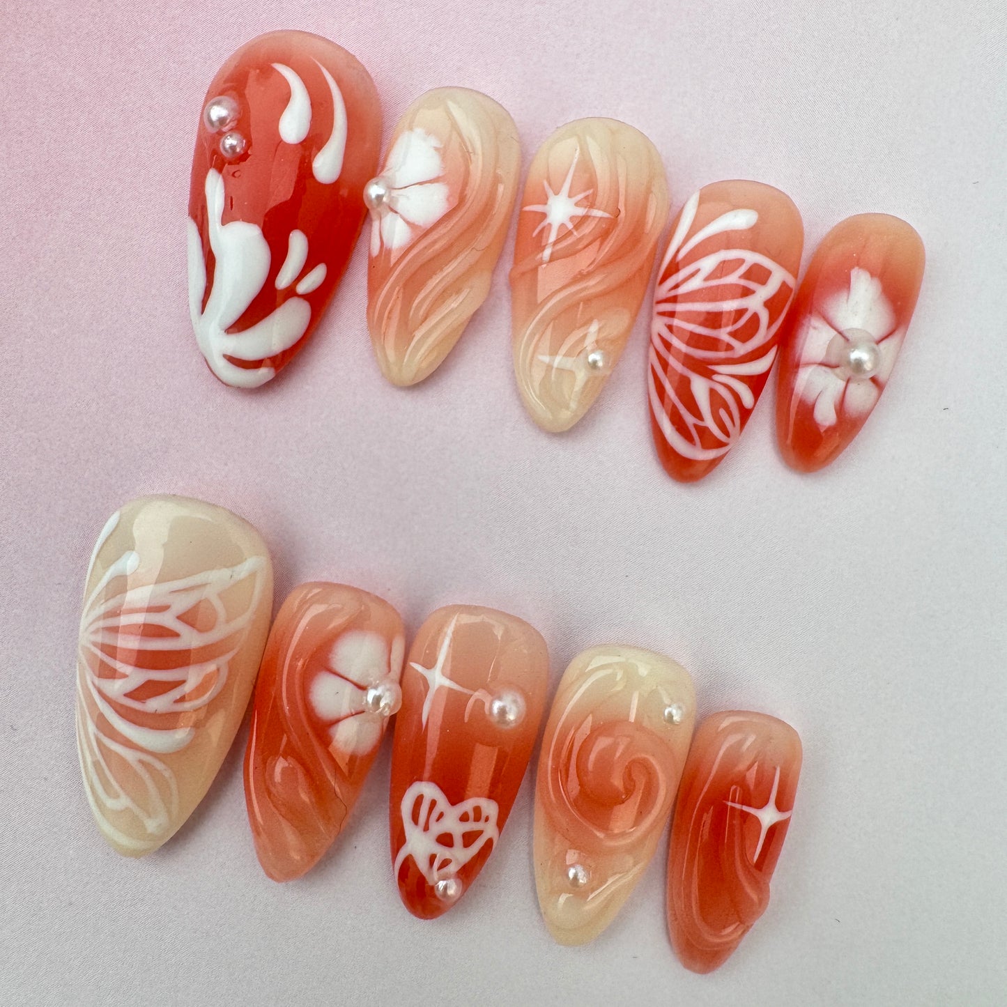 3D cute Nails/custom press on nails/party press on nails/Flakes for nails/festival nails gift/korea nails/Long nails/short nails/Almond nails