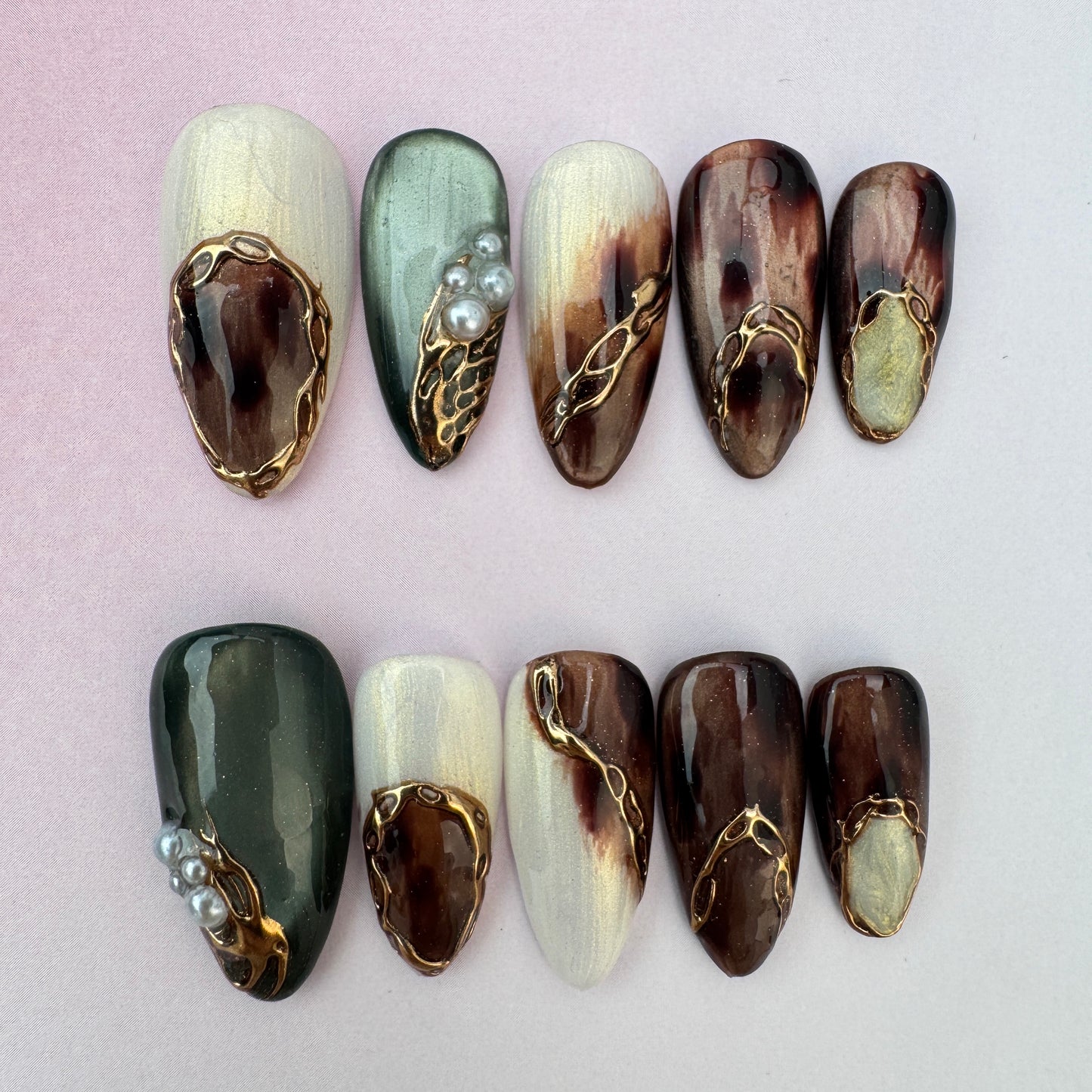 3D nature Nails/custom press on nails/party press on nails/Flakes for nails/nails gift/espically/Long nails/Almond nails