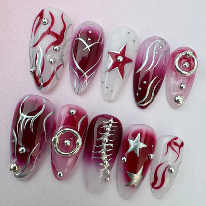 3D nature Nails/custom press on nails/party press on nails/Flakes for nails/special nails gift/amygdaloid/Long nails/Almond nails
