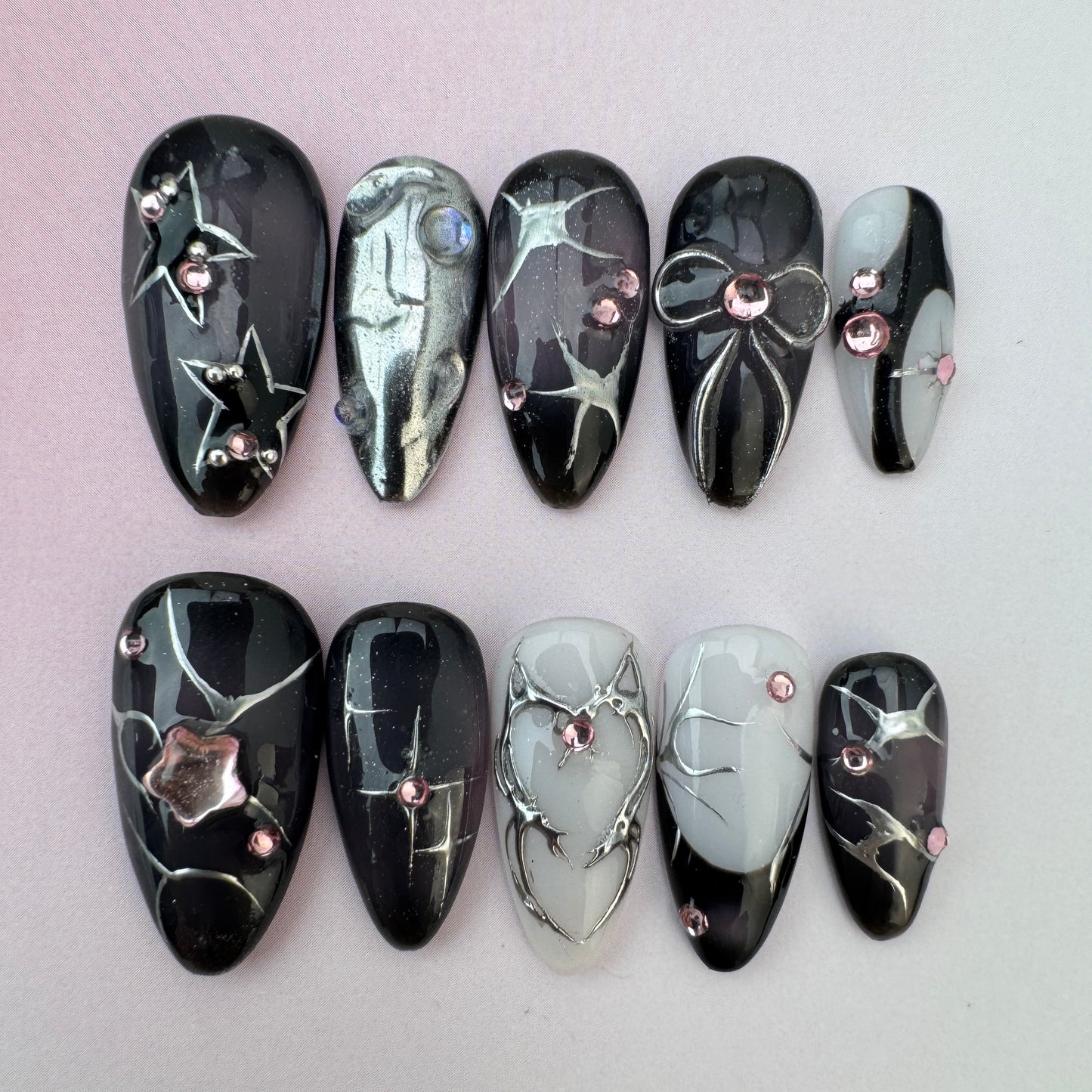 3D Handmade Nails/custom press on nails/party press on nails/Flakes for nails/nails gift/manicure/Long nails/Almond nails