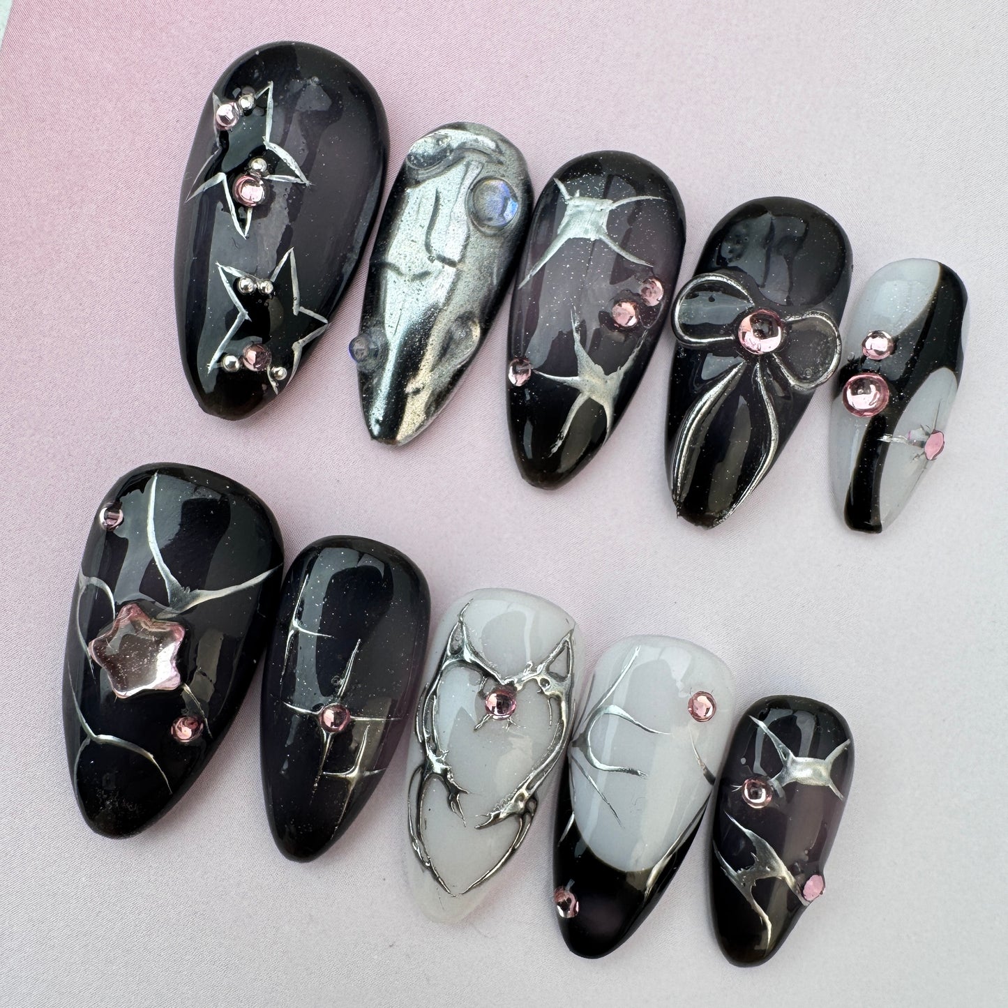 3D Handmade Nails/custom press on nails/party press on nails/Flakes for nails/nails gift/manicure/Long nails/Almond nails