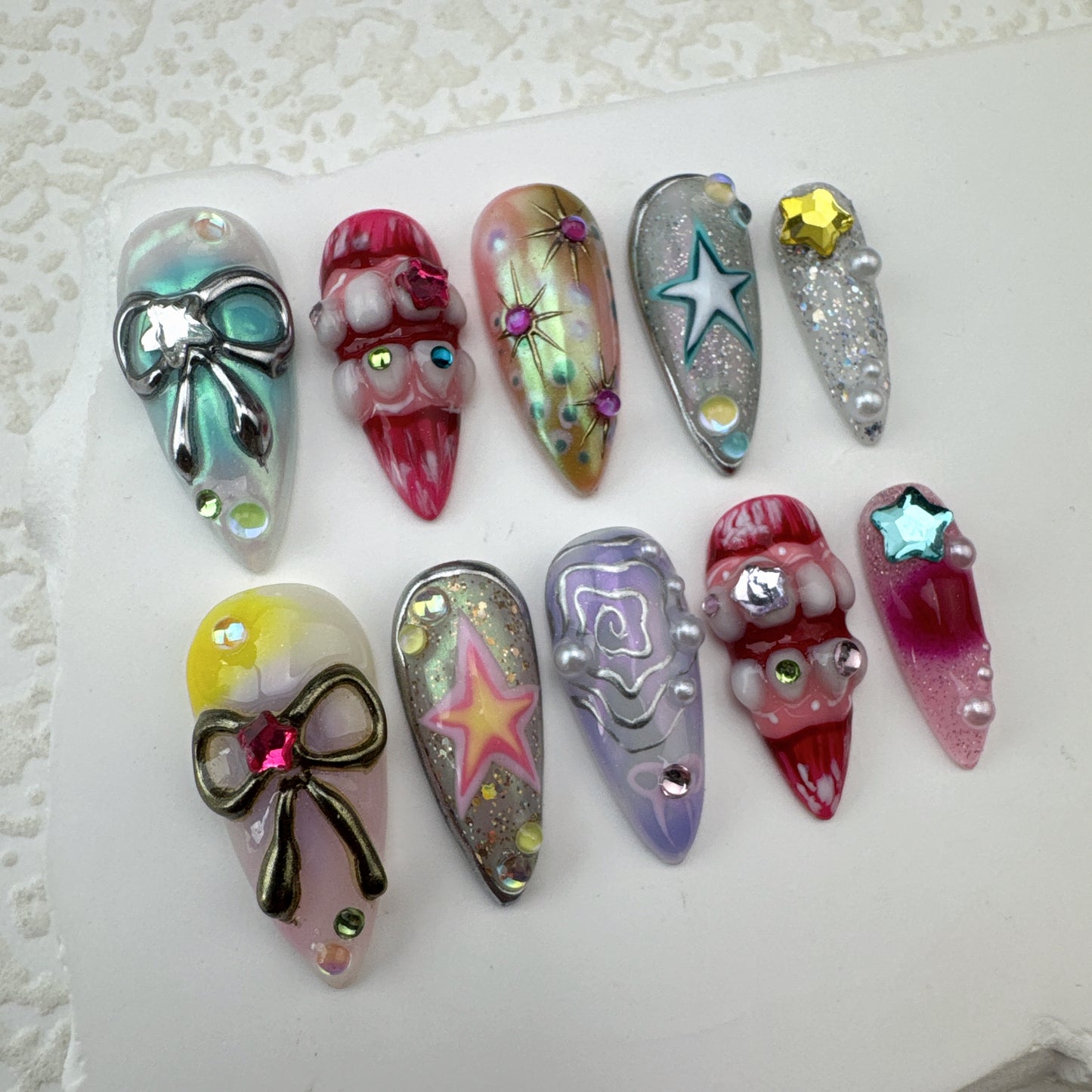 Handmade nails/custom press on nails/party press on nails/Flakes for nails/Beautiful nails gift/nail art/Long nails/Almond nails-6