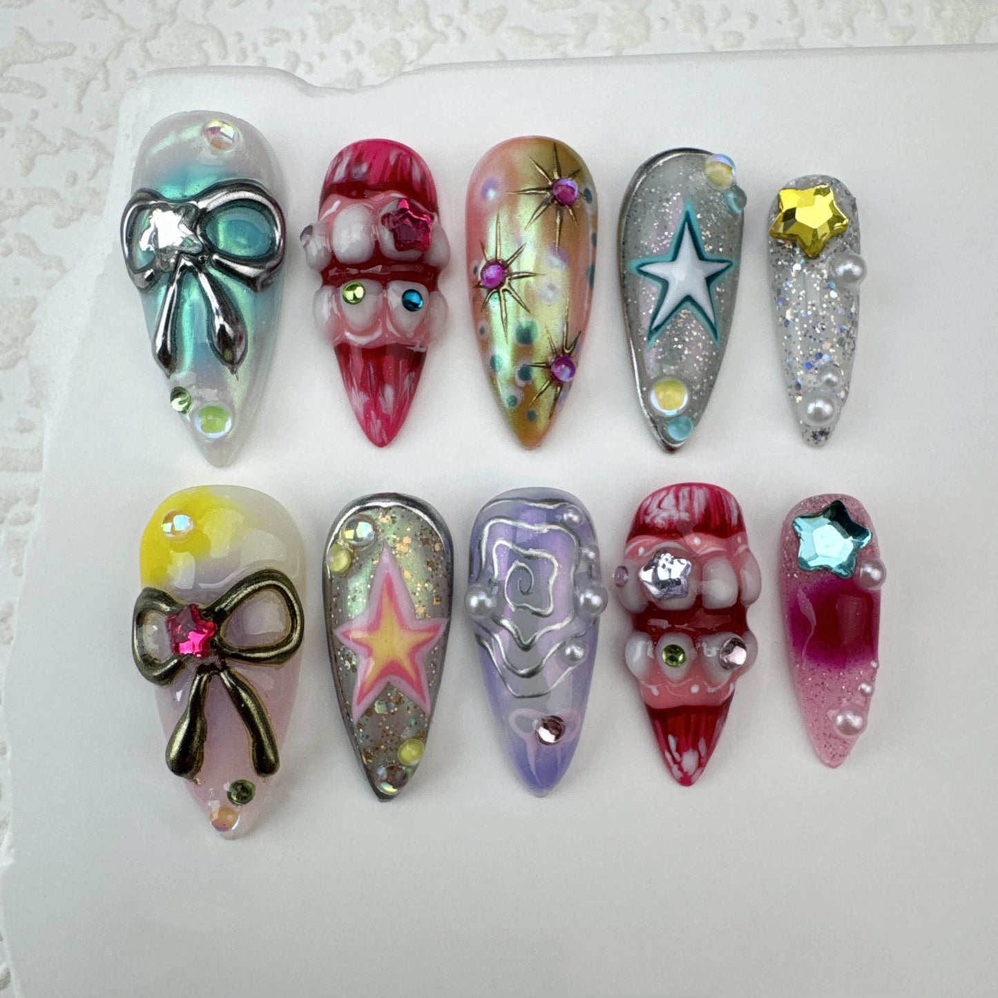 Handmade nails/custom press on nails/party press on nails/Flakes for nails/Beautiful nails gift/nail art/Long nails/Almond nails-6