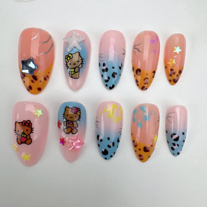 3D flower nails/custom press on nails/party press on nails/Flakes for nails/Beautiful nails gift/nail art/Long nails/Almond nails-34