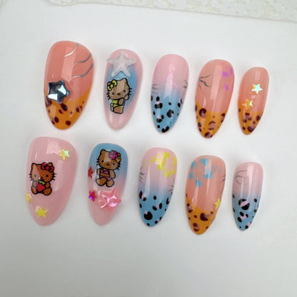 3D flower nails/custom press on nails/party press on nails/Flakes for nails/Beautiful nails gift/nail art/Long nails/Almond nails-34