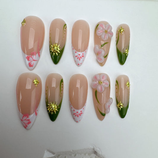 Handmade nails/custom press on nails/party press on nails/Flakes for nails/Beautiful nails gift/nail art/Long nails/Almond nails-36