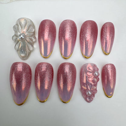 3D nails/custom press on nails/party press on nails/Flakes for nails/Beautiful nails gift/nail art/Long nails/Almond nails-10