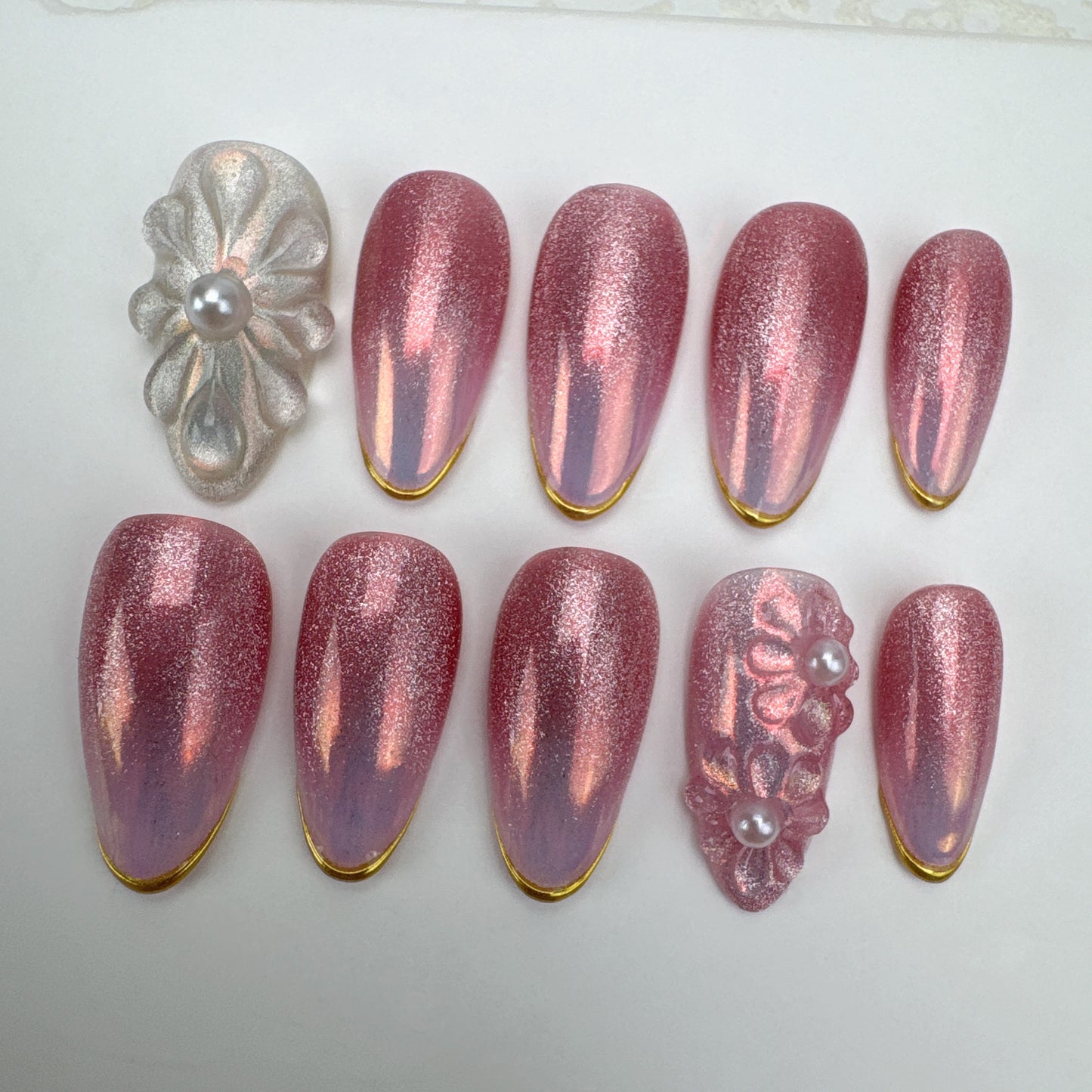 3D nails/custom press on nails/party press on nails/Flakes for nails/Beautiful nails gift/nail art/Long nails/Almond nails-10