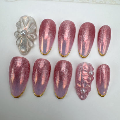 3D nails/custom press on nails/party press on nails/Flakes for nails/Beautiful nails gift/nail art/Long nails/Almond nails-10