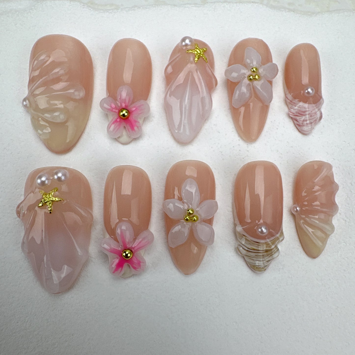 3D flower nails/custom press on nails/party press on nails/Flakes for nails/Beautiful nails gift/nail art/Long nails/Almond nails-31