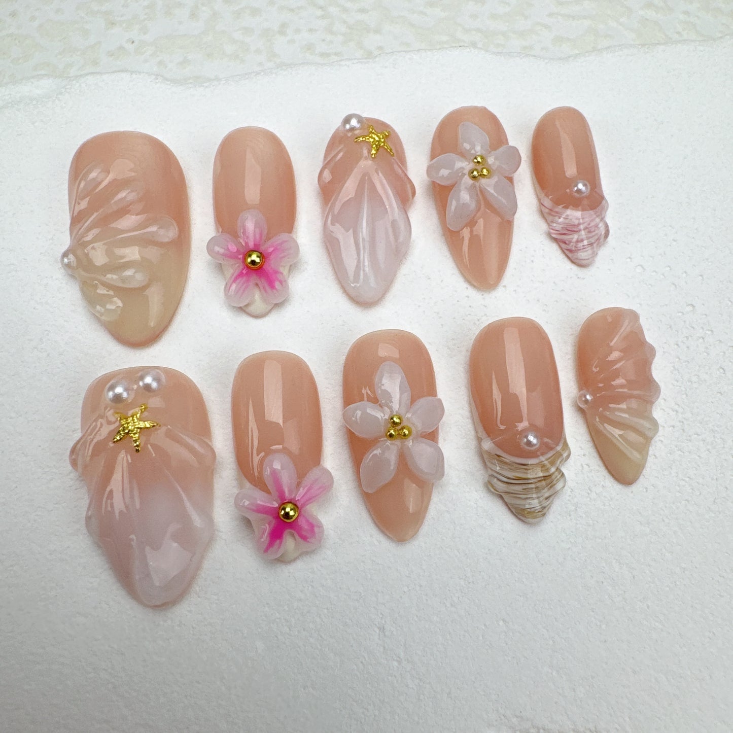 3D flower nails/custom press on nails/party press on nails/Flakes for nails/Beautiful nails gift/nail art/Long nails/Almond nails-31