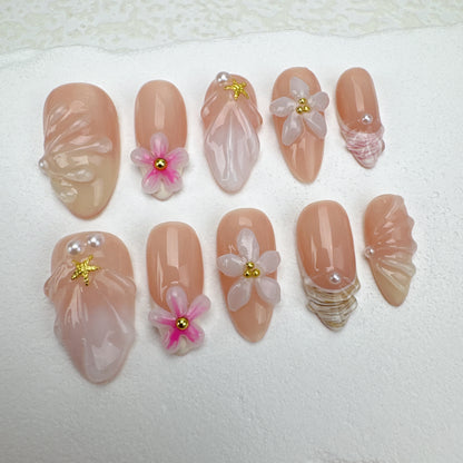 3D flower nails/custom press on nails/party press on nails/Flakes for nails/Beautiful nails gift/nail art/Long nails/Almond nails-31