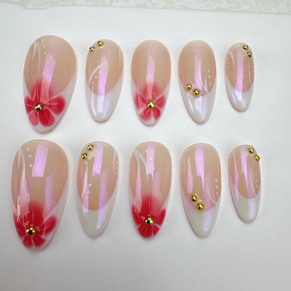 3D flower nails/custom press on nails/party press on nails/Flakes for nails/Beautiful nails gift/nail art/Long nails/Almond nails-20