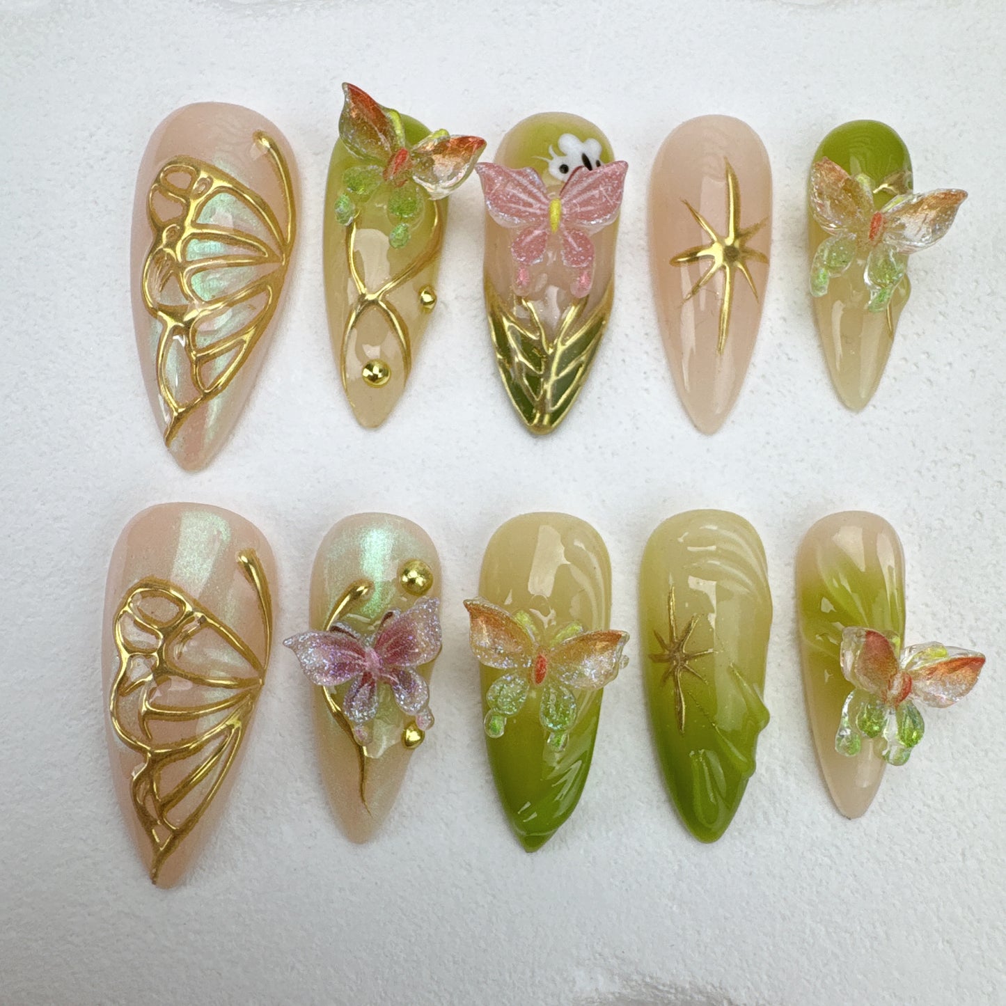 3D flower nails/custom press on nails/party press on nails/Flakes for nails/Beautiful nails gift/nail art/Long nails/Almond nails-3