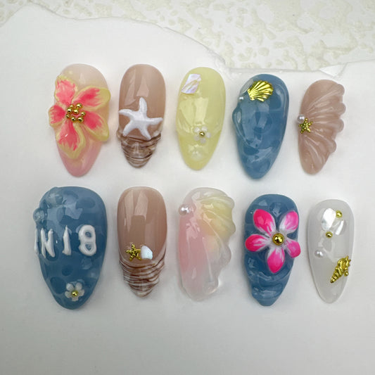 3D flower nails/custom press on nails/party press on nails/Flakes for nails/Beautiful nails gift/nail art/Long nails/Almond nails