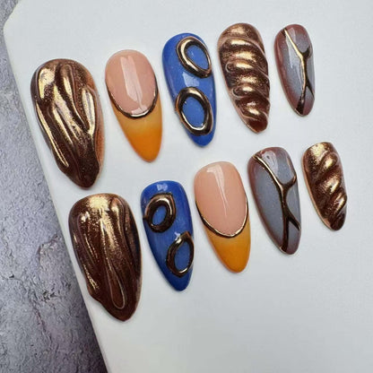 Handmade Nails/custom press on nails/party press on nails/Flakes for nails/wedding nails gift/Japanese nails/Long nails/Almond nails