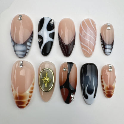 Handmade nails/custom press on nails/party press on nails/Flakes for nails/Beautiful nails gift/nail art/Long nails/Almond nails