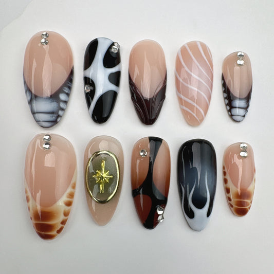Handmade nails/custom press on nails/party press on nails/Flakes for nails/Beautiful nails gift/nail art/Long nails/Almond nails