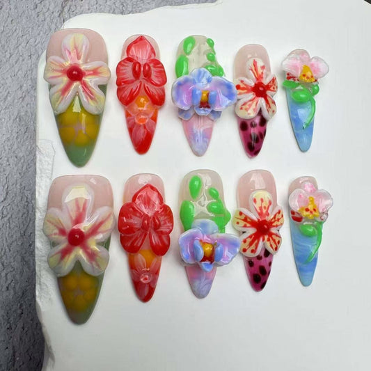 3D Nails/custom press on nails/party press on nails/Flakes for nails/wedding nails gift/Japanese nails/Long nails/Almond nails