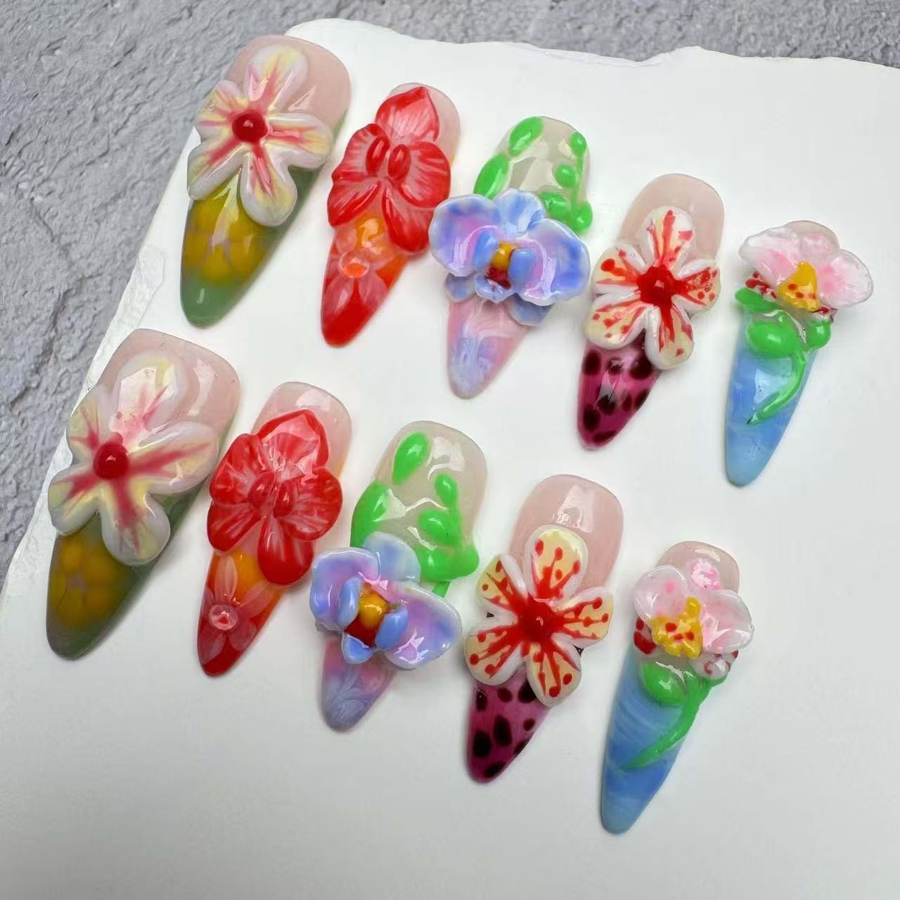 3D Nails/custom press on nails/party press on nails/Flakes for nails/wedding nails gift/Japanese nails/Long nails/Almond nails
