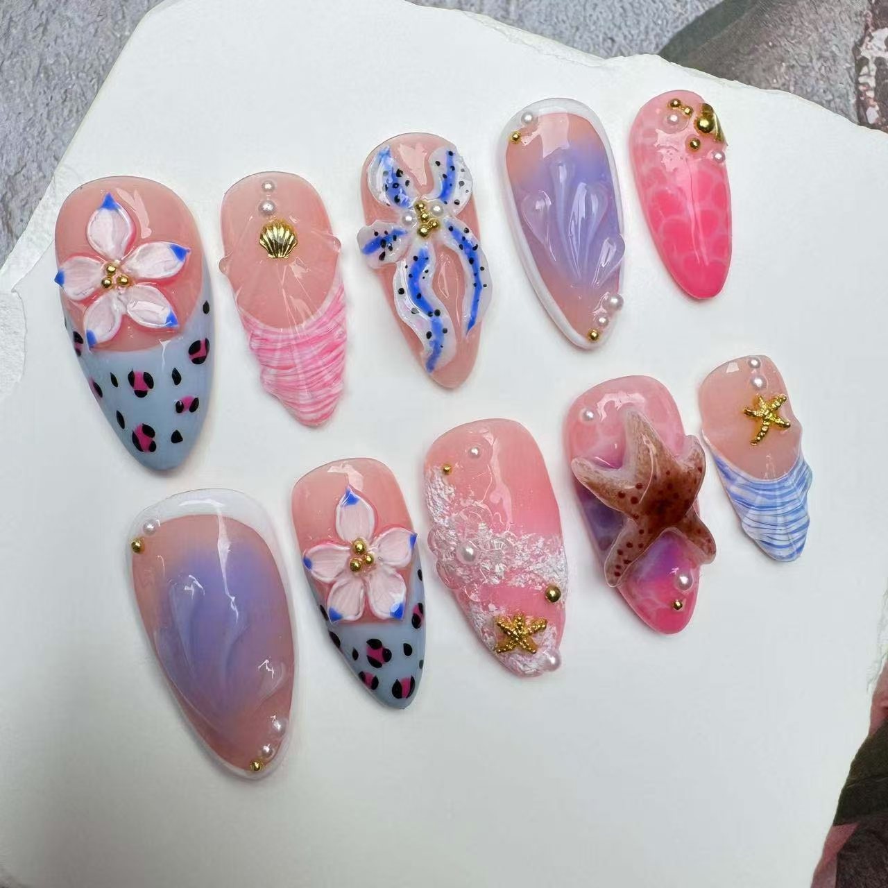 3D Nails/custom press on nails/party press on nails/Flakes for nails/wedding nails gift/Japanese nails/Long nails/Almond nails