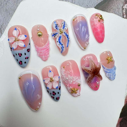 3D Nails/custom press on nails/party press on nails/Flakes for nails/wedding nails gift/Japanese nails/Long nails/Almond nails