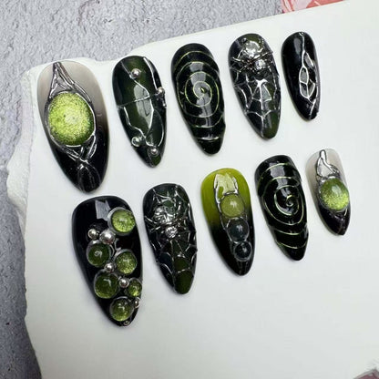 Handmade Nails/custom press on nails/party press on nails/Flakes for nails/wedding nails gift/Japanese nails/Long nails/Almond nails